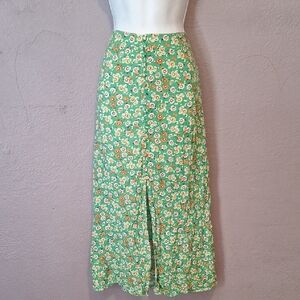 Dance & Marvel Green Floral A-Line Skirt